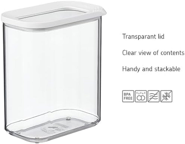 Mepal - Cutie de depozitare pentru frigider Modula XXL - Container pentru alimente cu capac - Organizator de bucătărie și cutie de depozitare din plastic - Organizator stivuibil și etanș pentru frigider - 4800 ml - Alb Cutii depozitare alimente Naty Shop