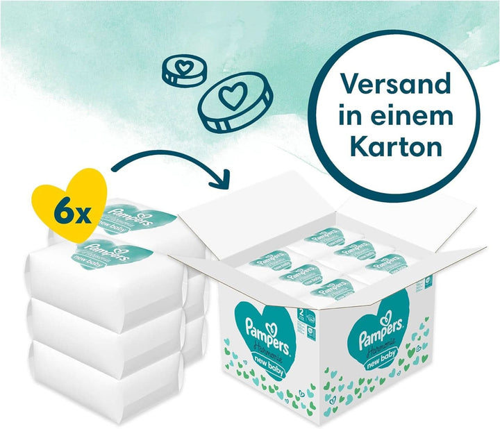 Pampers Scutece pentru copii mărimea 2 (4-8 kg) Harmony, Protecție delicată a pielii și ingrediente pe bază de plante, 204 bucăți Mama si Copilul Naty Shop