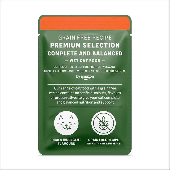 By Amazon Hrană pentru pisici, umedă, fără cereale, pentru pisici adulte Meat Choice în bulion, 4,76 Kg, 56 de pachete cu 85G (înainte de Lifelong)