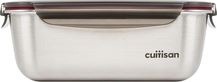 CANDL Cuitisan (Flora) borcan de depozitare a alimentelor din oțel inoxidabil cu capac cu clip, dreptunghiular, potrivit pentru cuptor cu microunde + cuptor, borcan de depozitare, EC7-SS10 2800ml Cutii depozitare alimente Naty Shop 25,9Cm X 19,5Cm X 9,6Cm / 2800Ml