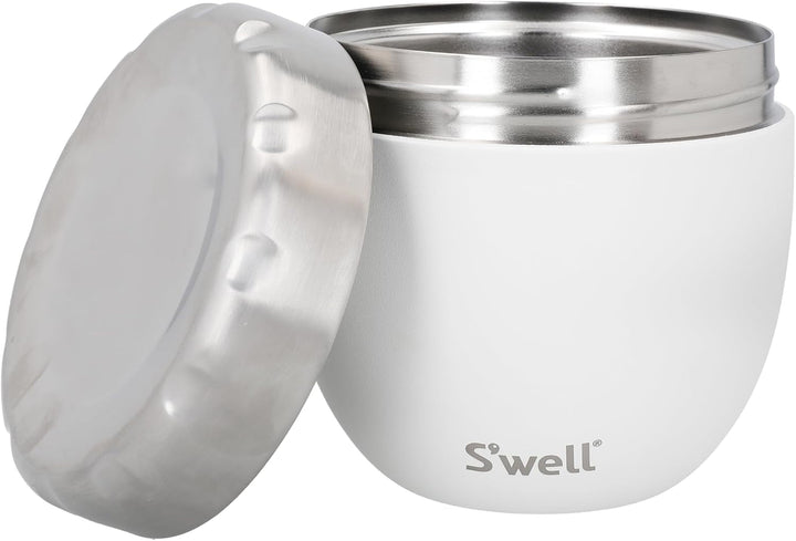 Bol pentru mâncare Eats 2 în 1 cu capac cu șurub, 636 ml, piatră de lună, sticlă pentru mâncare izolată triplu și etanșă pentru până la 11h rece/7h caldă în timpul călătoriilor Cutii depozitare alimente Naty Shop