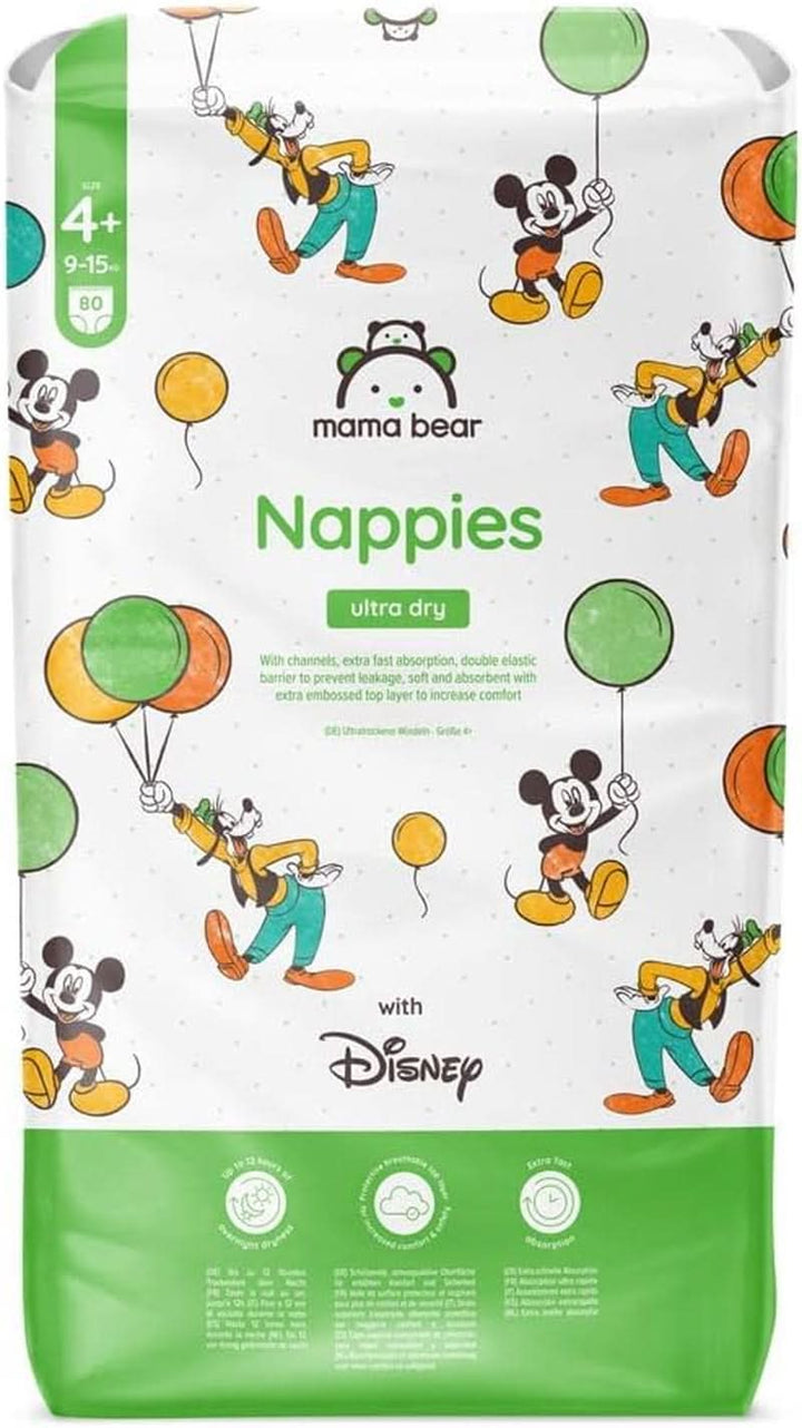 Scutece Mama Bear Disney Ultra Dry mărimea 4 (8-14 kg), alb, 84 bucăți (1 pachet) Naty Shop Mărimea 4+ (9-15 kg) Pachet individual