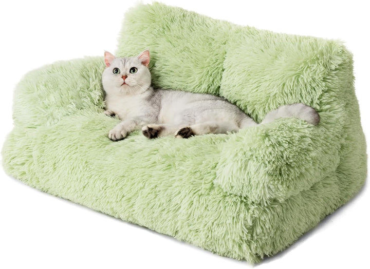 MEWOOFUN Pat elegant pentru pisici, canapea pufoasă - 76 x 45 cm Pat pentru pisici mari, canapea de pluș pentru câini și pisici mici, detașabilă și lavabilă (gri)