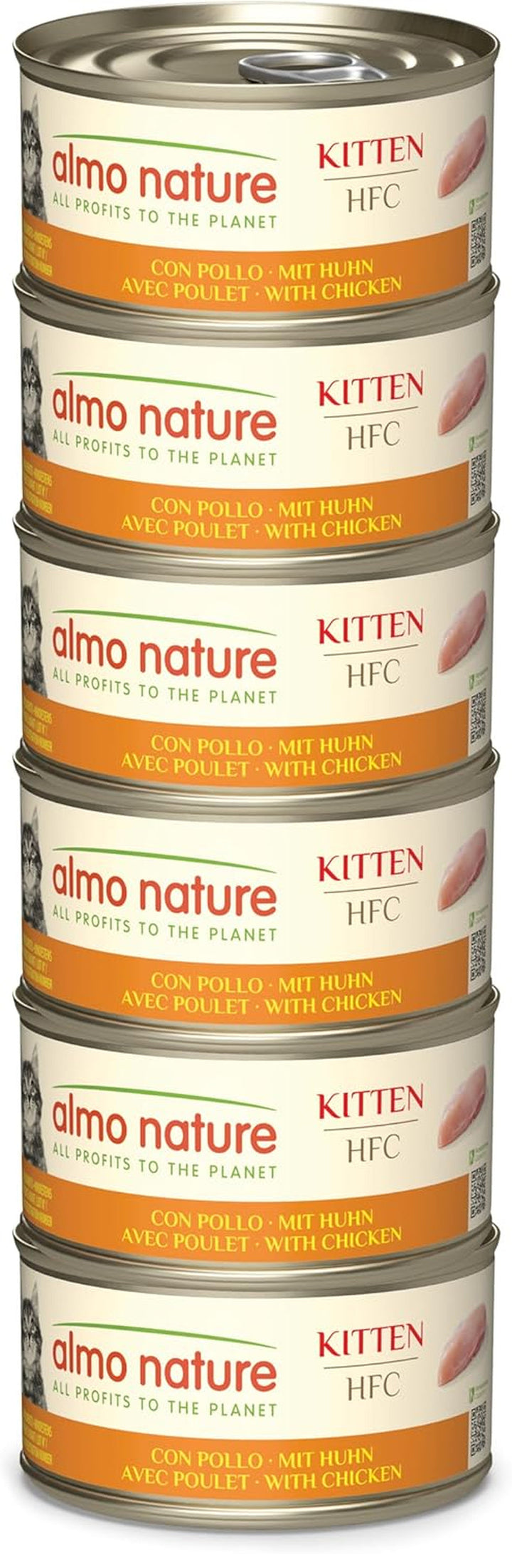 Almo Nature HFC Kitten - Hrană umedă pentru pisoi - pui - grad uman, fără gluten și monoproteină - 6 X 70G