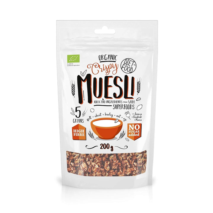 DIET-FOOD Keto Granola Mit Himbeere Low Carb Und Fettarm Glutenfreies Granola Frühstücksmüsli Non-Gmo Snack Ohne Zuckerzusatz 200G 1Er Pack Cereale Naty Shop 200 G (1Er Pack) Bio Muesli Crunch With Superfoods