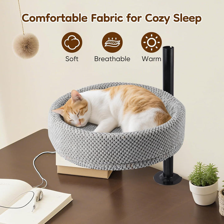 Pat pentru pisici Gjcrafts reglabil pe înălțime pentru birou – Rotativ la 360°, anti-ciupire și economisitor de spațiu, pat de companie pentru pisici cu model de ananas (XL, gri închis)