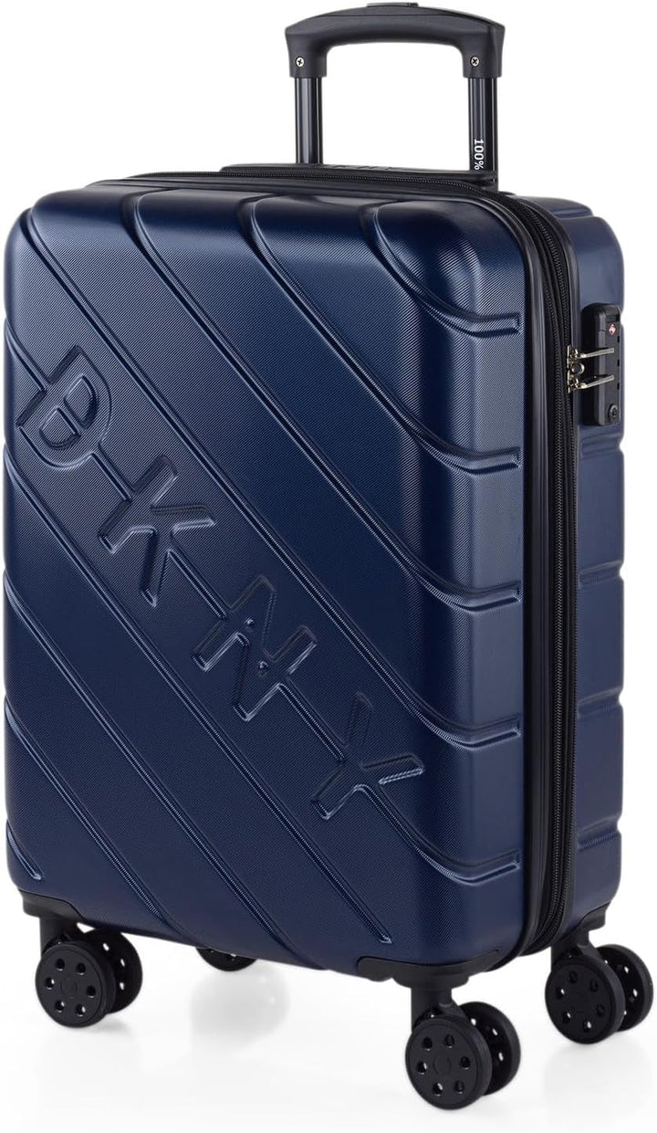 DKNY - Valiză mare cu 4 roți valiză mare ușoară - Valiză de călătorie cu roți mare. Valiză de călătorie mare pentru avioane Valiză hard shell cu închidere certificată - Valiză troler mare, argintie Bagaje și echipament de călătorie Naty Shop Albastru marin S