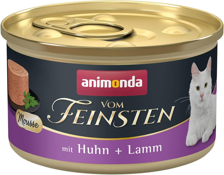Animonda Vom Feinsten Mousse Cat Food Wet Beef + Duck (12 X 85G), hrană umedă pentru pisici fără cereale, fără zahăr, cu ingrediente proaspete, din carne