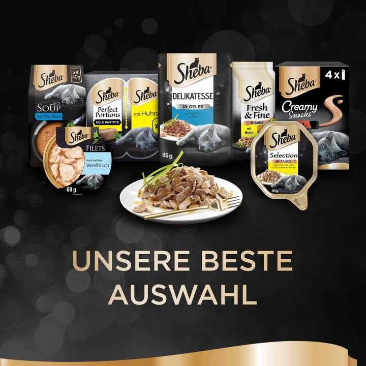 Sheba Delikatesse în jeleu, hrană umedă pentru pisici cu selecție fină de păsări, 40 X 85G