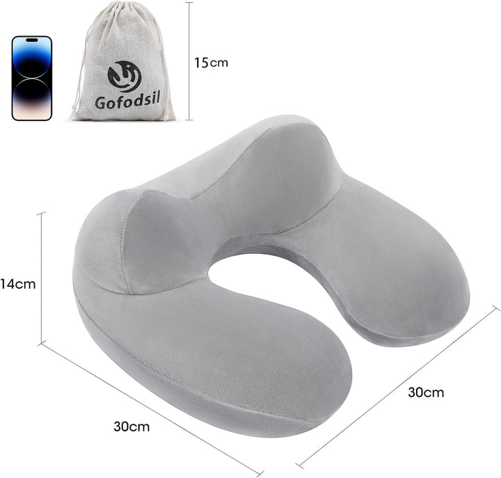 Gofodsil Pernă de gât gonflabilă pentru avioane Camping Trenuri și mașini cu dopuri de urechi, pernă de călătorie portabilă, pernă de gât Aircraft gonflabilă Set de 2 Perne ortopedice cervicale Naty Shop