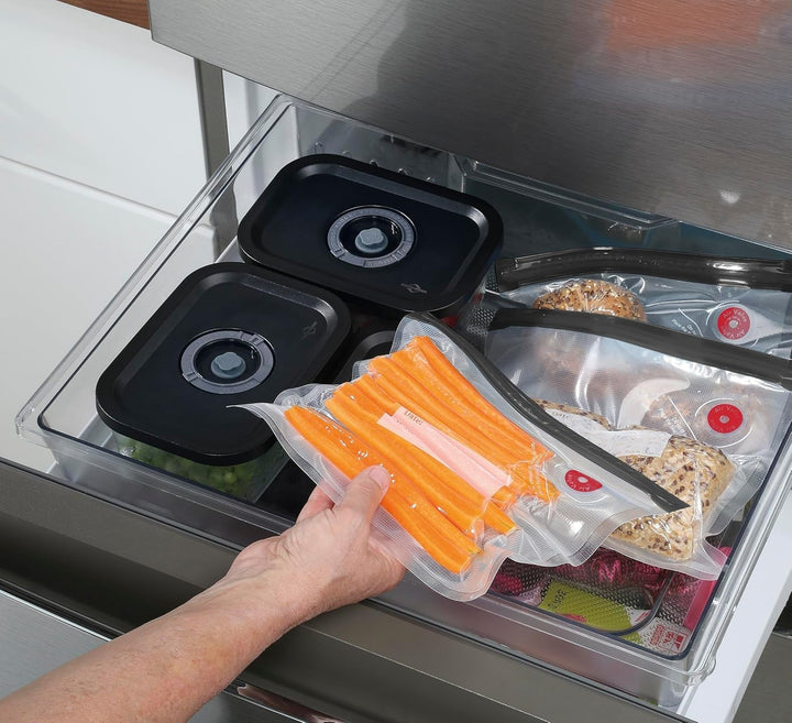 Set de vid Küchenprofi EASYFRESH | Set din 7 piese | 1x pompă electrică de vid, 1x borcan de vid S, M și L, 3x pungi de vid 22x21 cm | sticlă borosilicată, plastic de înaltă calitate | preparare și depozitare Cutii depozitare alimente Naty Shop