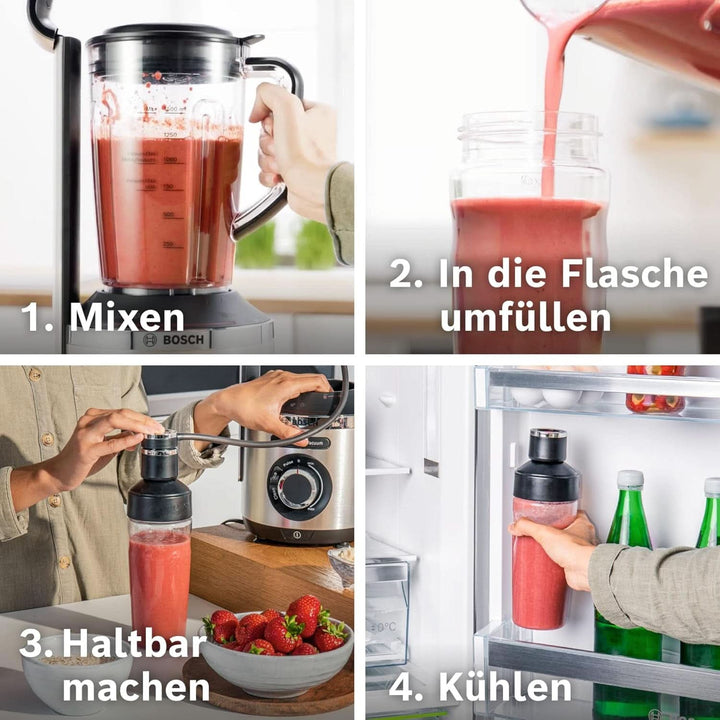 Bosch Vakuum-Standmixer Vitapower Serie 8 MMBV621M, Starke Mixleistung, Vitaminschonende Zubereitung, 4 Automatikprogramme, Vakuum-Togo Flasche, 37,000 U/Min, 1000 W, Silber Mama si Copilul Naty Shop