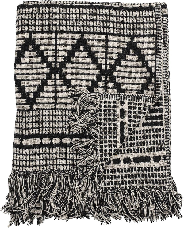 Cuvertură de pat Bloomingville, negru, bumbac, 160cm Paturi si Cuverturi Bloomingville Negru 160cm