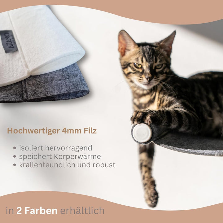 Hamac metalic AZANO® XL pentru pisici | Perete de cățărat de design pentru pisici | Pat de perete pentru pisici | Extra mare și stabil - (Alb)