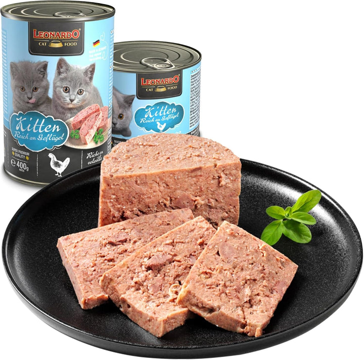 LEONARDO Kitten Hrană pentru pisici Kitten, 6X 800 G Hrană umedă fără cereale pentru pisoi până la 1 an, hrană completă cu păsări proaspete