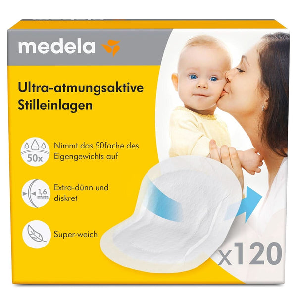 Tampoane de alăptare ultrarespirabile de la Medela, 120 bucati Accesorii Hrana si Alaptare Bebe Naty Shop