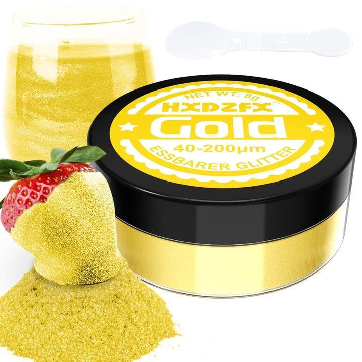 Essbarer Glitzer Für Getränke - Lebensmittelfarbe Pulver, Schimmerndes Glitzerpulver, Lebensmittel Glitzerpuder Für Schokolade, Kuchen, Fondant, Drinks - 8G (Frucht Grün) Naty Shop Gold