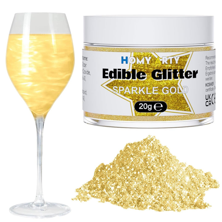 Set spray cu sclipici comestibil HOMY ARTY - 7 culori pudră cu sclipici comestibil fără aromă pentru băuturi, pudră colorant alimentar, sclipici comestibil pentru tort, șampanie, cocktailuri, spray cu sclipici comestibil - 4G