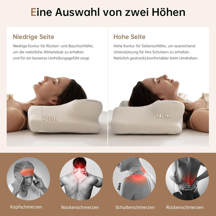 Homyrium Pernă ergonomică pentru gât Pernă ortopedică Pernă de sprijin pentru gât din spumă de memorie Pernă anti sforăit Pernă pentru dormit lateral, spate și stomac gri Perne ortopedice cervicale Naty Shop