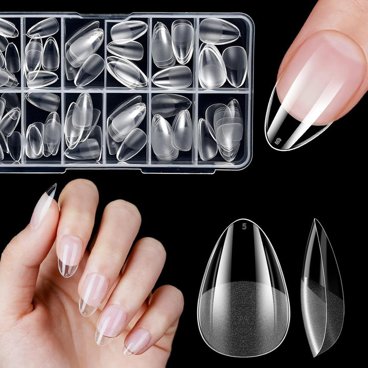 Unghii false scurte, model balerină, 120 bucăți, pentru lipire, 12 dimensiuni, unghii artificiale scurte, gel moale, acoperire completă, vârfuri de unghii pentru unghii cu gel scurte, S