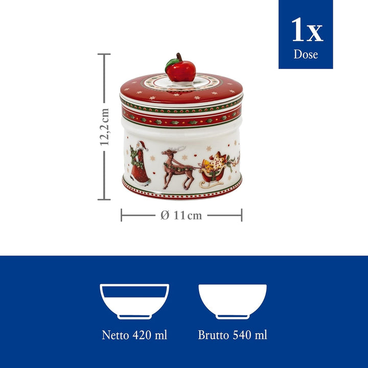 Villeroy & Boch - Winter Bakery Delight Cutie mică de depozitare, cutie ceramică pentru biscuiți de Crăciun, cutie de Crăciun, cutie pentru biscuiți, cutie pentru biscuiți, cutie ceramică cu capac, depozitare dulciuri, porțelan premium Cutii depozitare alimente Naty Shop