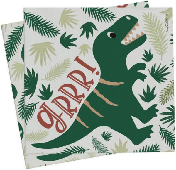 Scrapcooking - 20 șervețele Dino 33 X 33 Cm - Decorațiune aniversare dinozaur verde