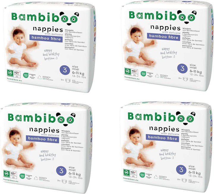 Scutece de unică folosință Bambiboo, prietenoase cu pielea și deschidere ombilicală, diverse marimi Mama si Copilul Naty Shop Scutece, marimea 3, 84 bucati