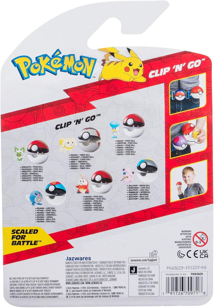 Pokémon PKW3629 - Clip'N'Go Poké Ball - Felori și Poké Ball, Poké Ball oficial cu figură de 5 cm Action figures Naty Shop