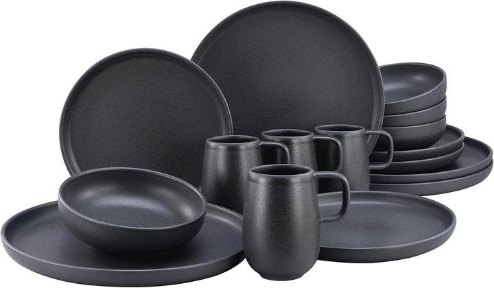 Creatable, 22979, Serie Uno BLACK, 12-Teiliges Geschirrset, Teller Set Aus Steinzeug, Spülmaschinen- Und Mikrowellengeeignet, Made in Portugal Seturi vesela masa Naty Shop Black Kombiservice 16 Teilig