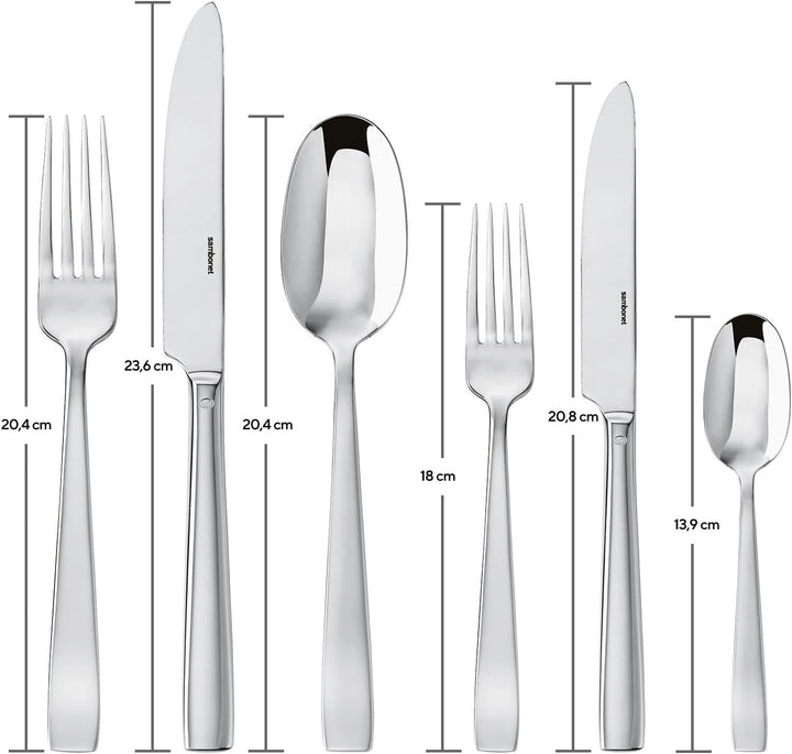 Sambonet 62512-83 Set de tacâmuri monobloc plat, 36 piese, oțel inoxidabil 18/10, se spală în mașina de spălat vase Bucatarie Naty Shop