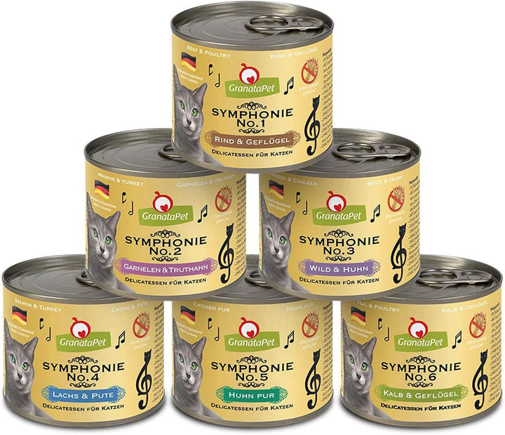 Granatapet Symphonie No. 5 Pui PUR , Hrană pentru pisici fără cereale și zahăr adăugat, File în jeleu natural, Hrană umedă delicioasă pentru pisici, 6 X 200 G