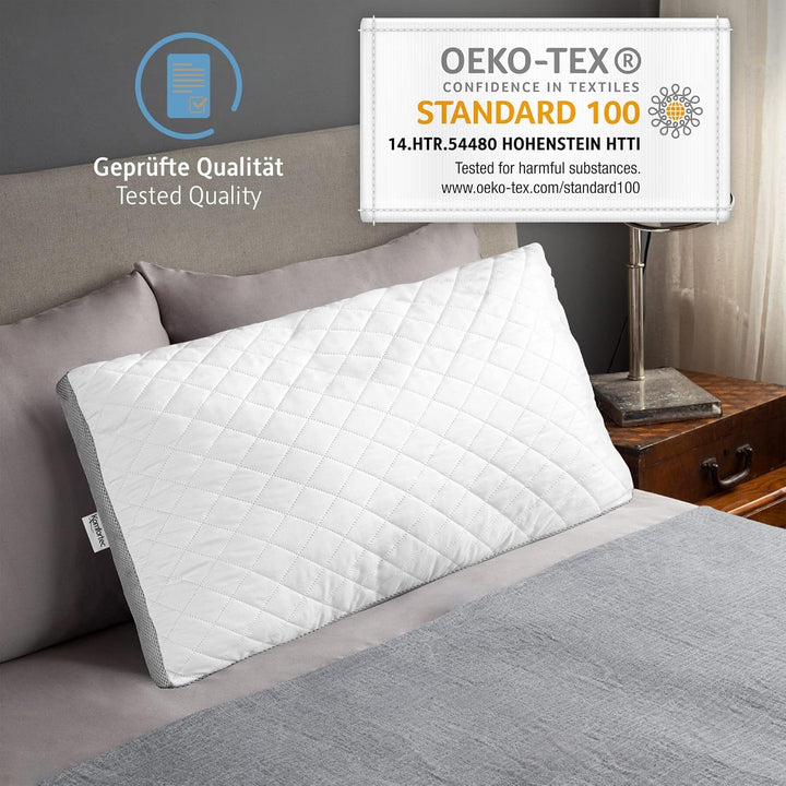 Pernă 40X80 cm din microfibră, pernă lavabilă, pernă respirabilă pentru dormit lateral, pernă de pat pentru alergici și toate pozițiile de dormit, gri Perne standard Naty Shop