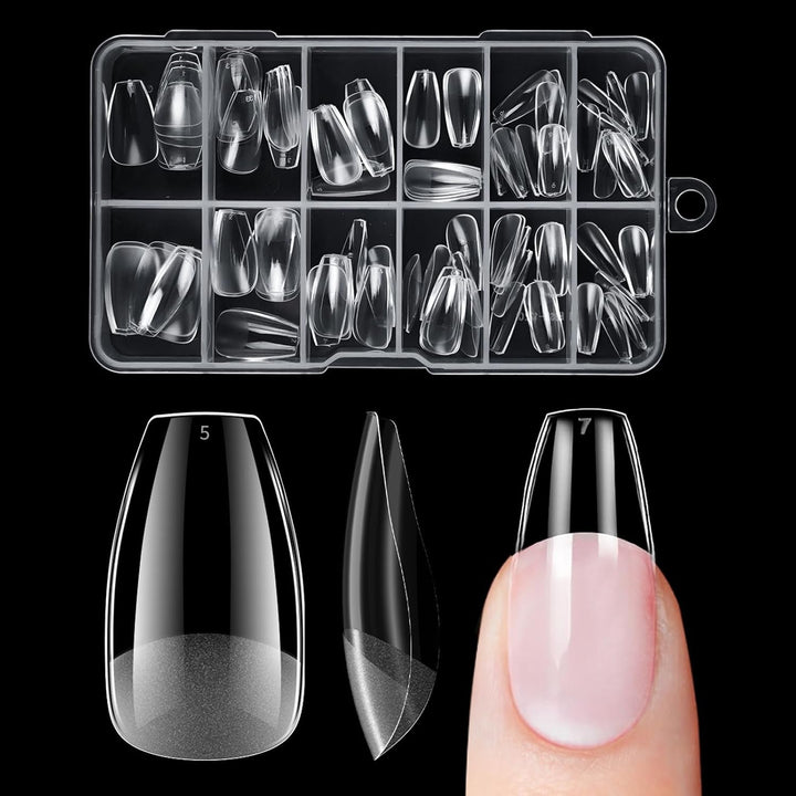 Unghii false scurte, model balerină, 120 bucăți, pentru lipire, 12 dimensiuni, unghii artificiale scurte, gel moale, acoperire completă, vârfuri de unghii pentru unghii cu gel scurte, S