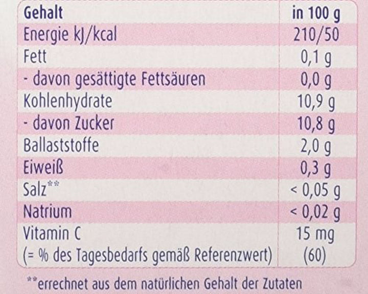 Fructe fine, zmeură în piure de măr-pere, pachet de 6 (6 x 4 x 100 g) Mama si Copilul Naty Shop