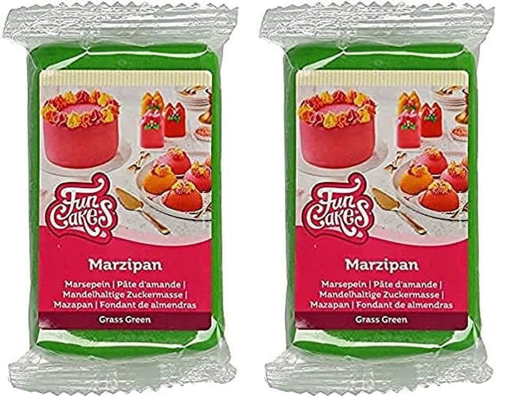 FunCakes pastă de zahăr cu migdale (marțipan olandez) Grass Green: Ușor de folosit și netedă, perfectă pentru decorarea prăjiturilor, halal, kosher și fără gluten, 250 g (pachet de 2) Pasta de zahar Naty Shop Iarbă verde 250 G (pachet de 2)