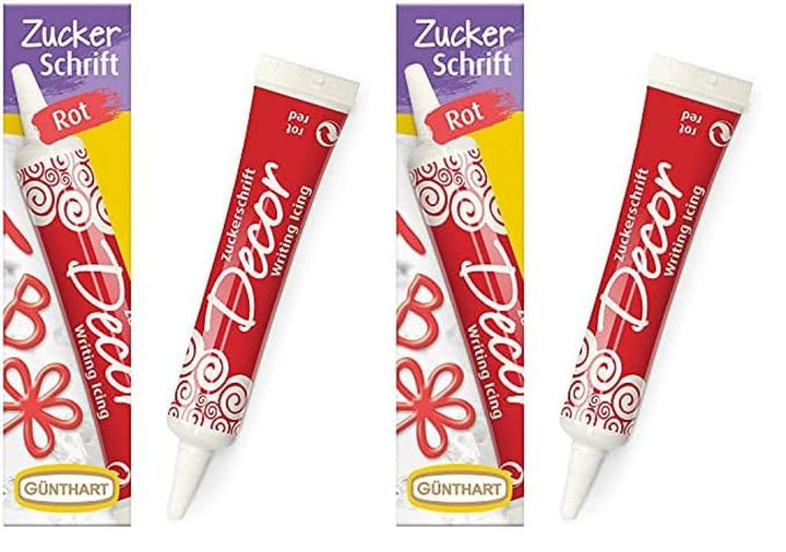 Günthart BackDecor 25 gr litere de zahăr ALB pentru orice desert în culoare albă din zahăr pentru litere și modele frumoase, 1 pachet (25 gr) Pasta de zahar Naty Shop 25 G (pachet de 2) Font zahăr roșu