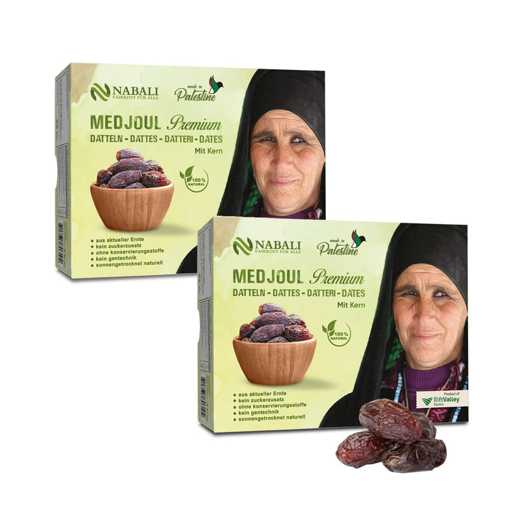 NABALI FAIRKOST FOR ALL Curmale Medjool Medjoul din Palestina - 100% naturale vegan aromate tradiționale proaspete și orientale I fără conservanți 5 kg (1 pachet), Small/Medium Produse deshidratate Naty Shop 1kg (pachet de 2) Mare/Jumbo
