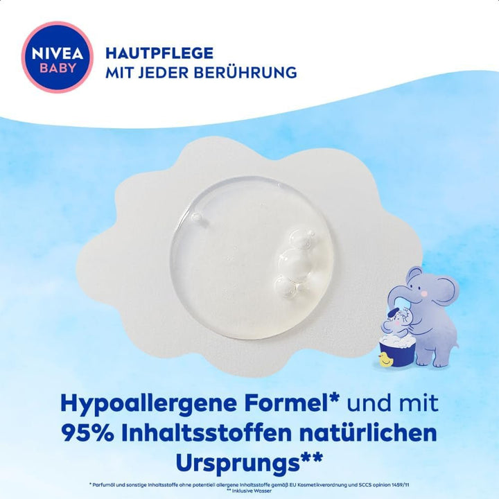 NIVEA BABY head to toe bath & shampoo, șampon blând vegan pentru copii pentru piele și păr cu ulei de migdale, gel de duș relaxant cu formulă hipoalergenică fără parabeni și microplastice (200 ml) Copii - Baie si Skincare Naty Shop
