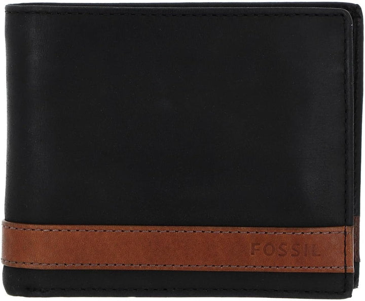 Portofel bifold din piele Quinn pentru bărbați Fossil 11,43 cm L x 2,54 cm l x 9,525 cm H Portofel Barbati Naty Shop Negru