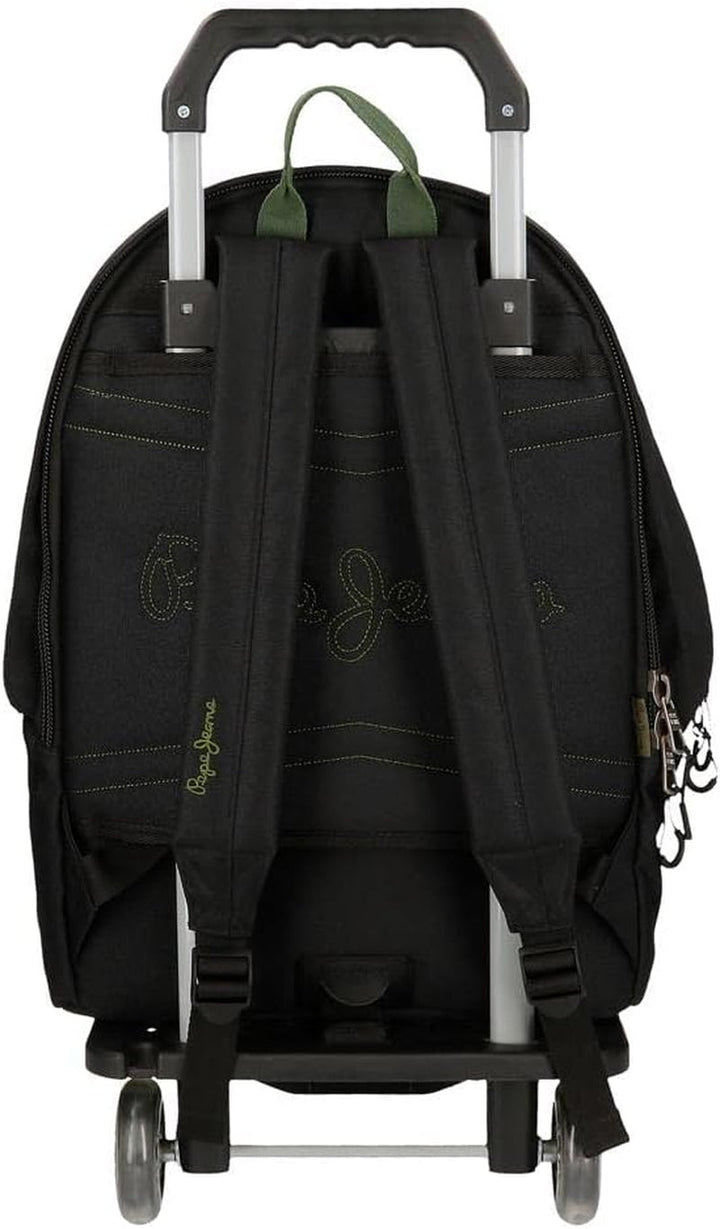 Rucsac Pepe Jeans Luca pentru laptop, compartiment dublu cu troler, 15.6 inch, negru, 31 x 44 x 15 cm, poliester 23.87 l, negru , Rucsac pentru laptop cu compartiment dublu și troler Bagaje și echipament de călătorie Naty Shop