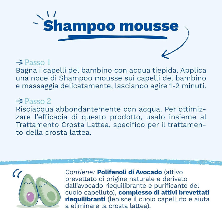 Șampon mousse pentru cruste de lapte, păr, bebeluși, copii, întreaga familie - Ajută la îndepărtarea crustă de lapte, curățare delicată, fără usturime (150ml) Copii - Baie si Skincare Naty Shop
