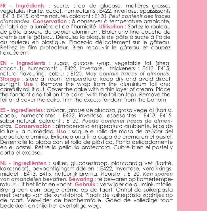 ScrapCooking - Roll fondant roz â'¬ 36 cm - Fondant negru rulat 430 g - Cake topper decorare topper fondant pentru prăjituri, coacere, aniversări, petreceri - Roz - 7264 Pasta de zahar Naty Shop